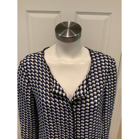 Armani Collezioni Blue & White Plaid Tweed Jacket, Size 8 - Picture 2 of 6